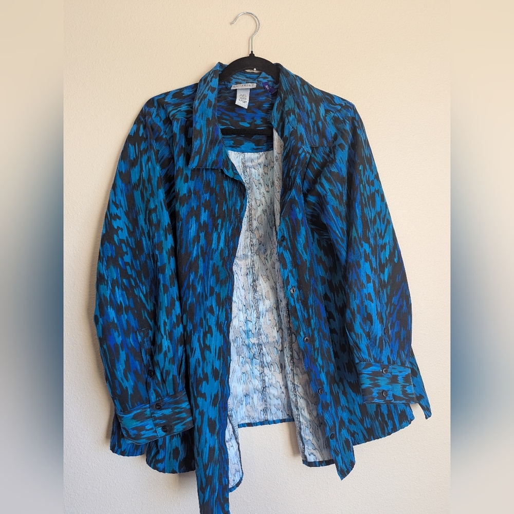 Catherines Blue and Black Top Size 3XP
